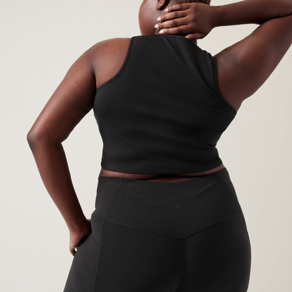 ATHLETA TOP AURORA SEAMLESS CROP RIB TANK Black XL Xtra Large - Picture 9 of 10